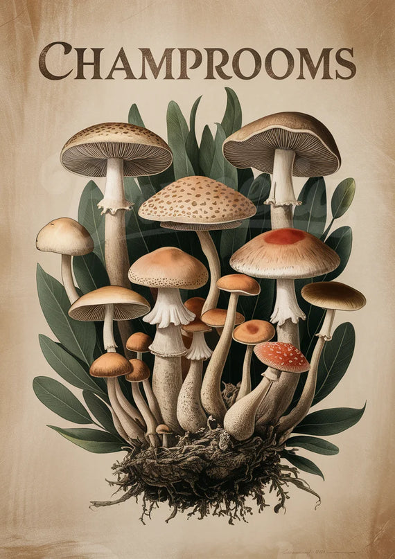 affiche champignon vintage