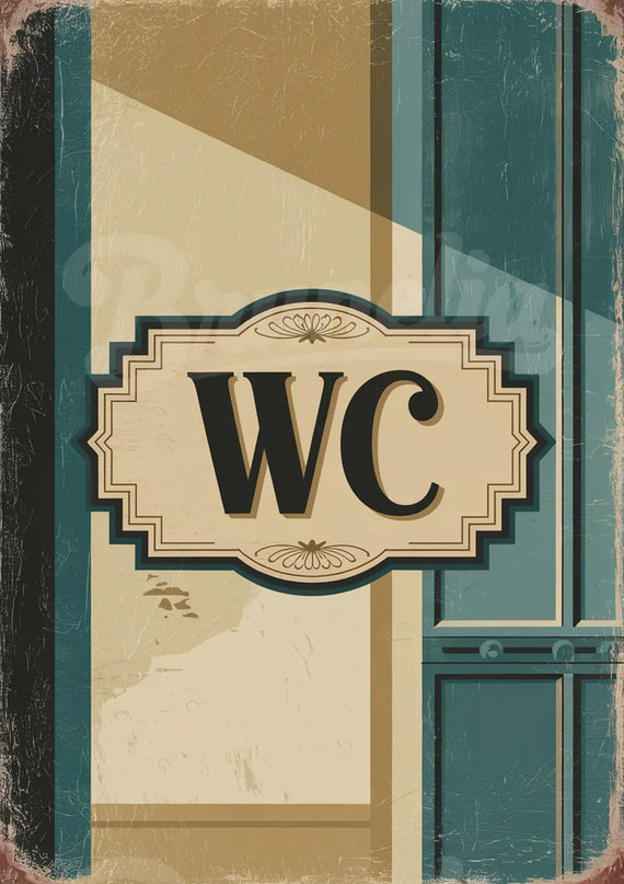 affiche porte WC vintage