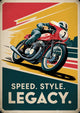 Affiche motocycliste rétro art déco vitesse et élégance