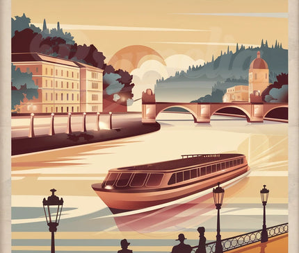 Affiche promenade Danube vintage