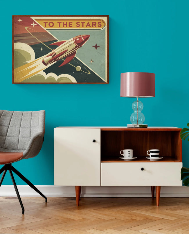 Affiche vintage fusée rétro