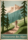 Affiche Découverte des Alpes randonnée montagnarde