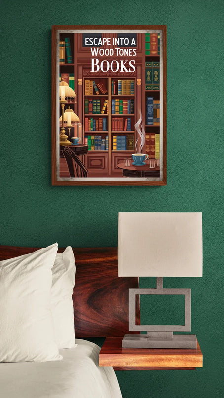 Affiche ambiance bibliothèque rétro
