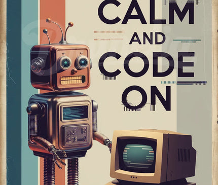 Affiche vintage code informatique rétro