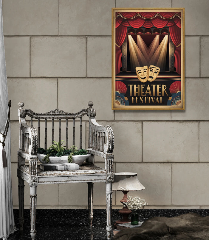Affiche festival théâtre rétro