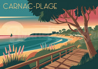 Affiche Carnac Plage paysage côtier rétro