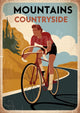 Affiche cycliste en montagne style rétro années 1930