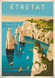 Affiche Étretat falaises blanches et voiliers