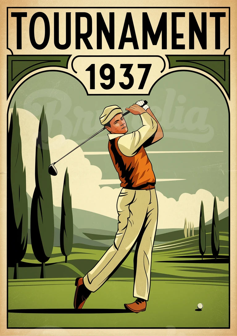 Affiche Golf Tournament 1937 Golfeur en Swing