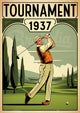Affiche Golf Tournament 1937 Golfeur en Swing