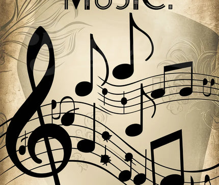 Affiche vintage notes de musique