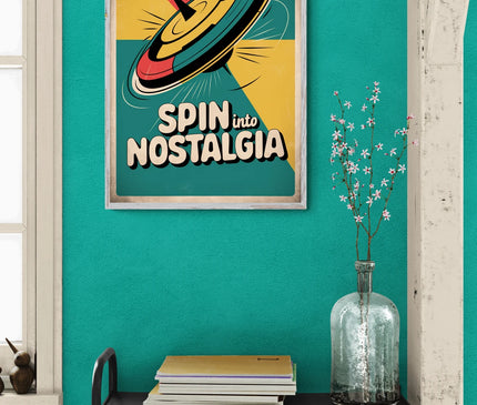 Affiche toupie colorée rétro