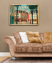 Affiche Tours Place Plumereau architecture Renaissance