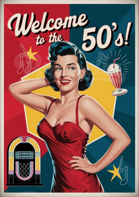 affiche pin up années 50 art mural