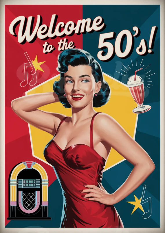 affiche pin up années 50 art mural
