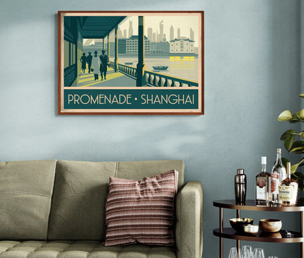 Affiche promenade vintage Shanghai