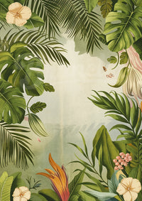 Affiche jungle tropicale fleurs exotiques vintage