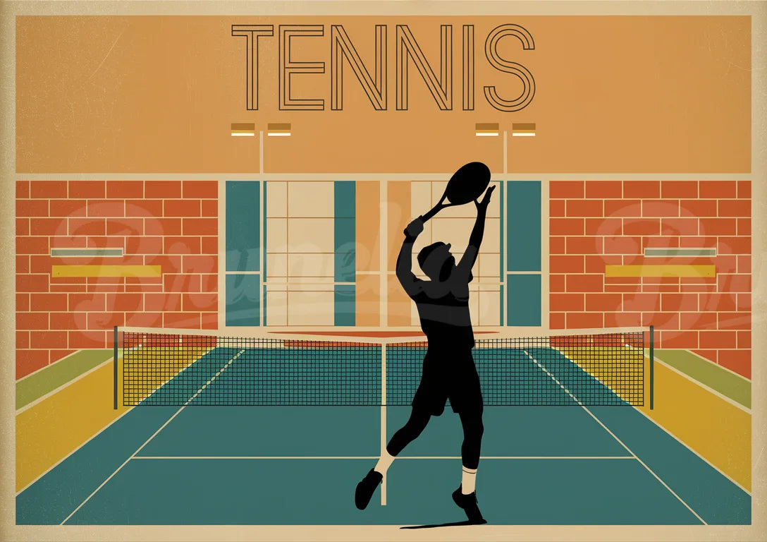 Affiche vintage match de tennis