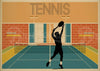 Affiche joueur de tennis court intérieur Art déco
