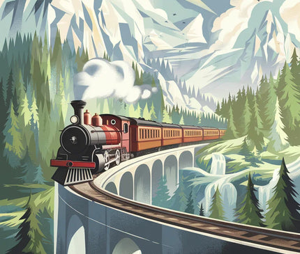 affiche train de montagne vintage