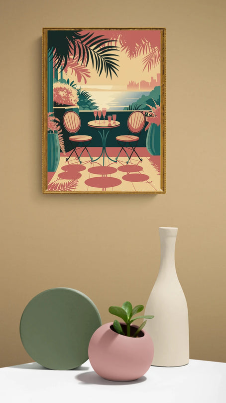 Affiche ambiance terrasse rétro