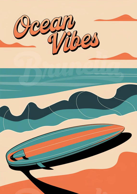 Affiche vintage shortboard rétro copie