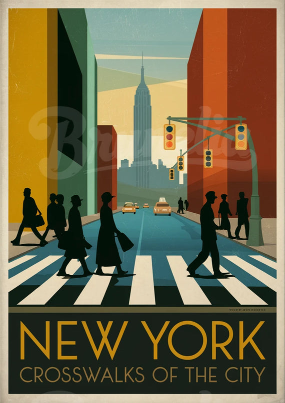 Affiche vintage passage piéton de New York