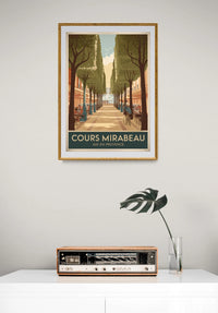 Affiche Cours Mirabeau Aix-en-Provence style Art déco