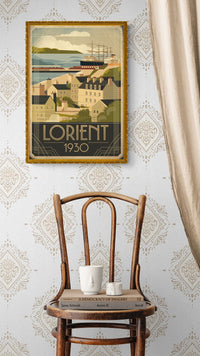Affiche Lorient 1930 port breton et navire marchand
