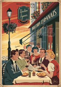 Affiche Bouchon Lyonnais restaurant années 1930