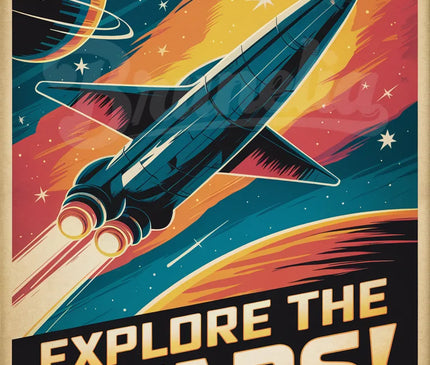 Affiche vintage vaisseau spatial rétro