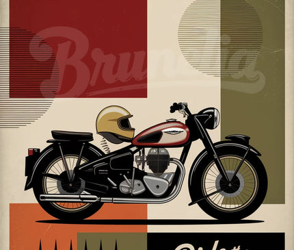 Affiche moto et casque vintage