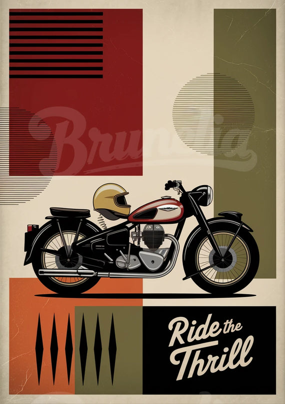 Affiche moto et casque vintage