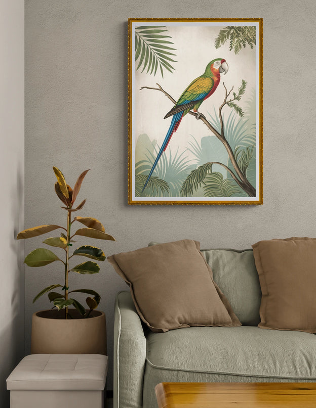 Affiche vintage perroquet colorĂ©