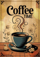 Affiche décorative tasse de café avec vapeur et fleurs vintage