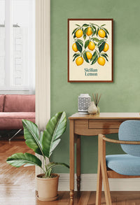 Affiche Citrons Siciliens style botanique rétro