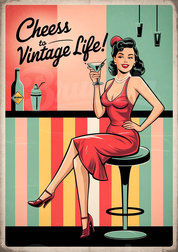 Affiche affiche bar pin-up rétro
