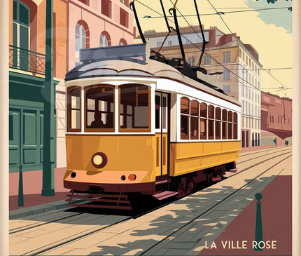 Affiche vintage tramway toulousain