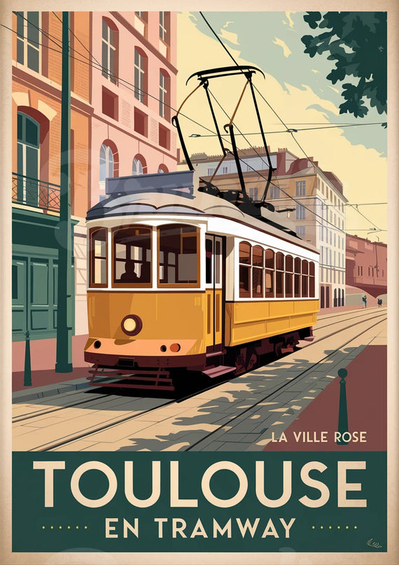 Affiche vintage tramway toulousain