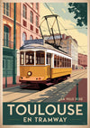Affiche Tramway jaune Art déco années 1930 Toulouse