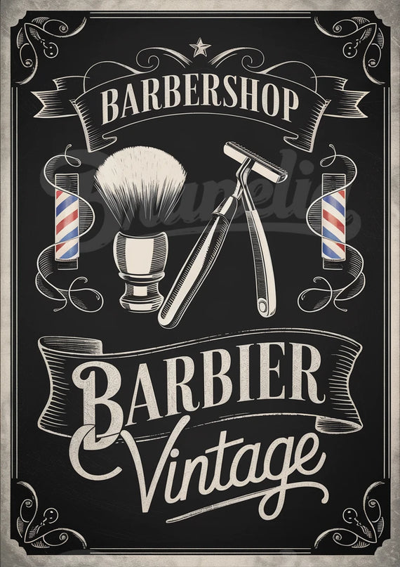 affiche brosse et rasoir rétro