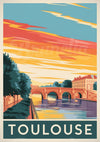 Affiche Pont et canal style art déco Toulouse