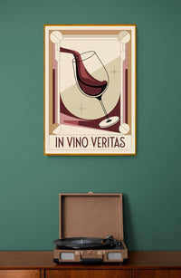 Affiche In Vino Veritas verre vin rouge Art déco