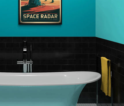 Affiche vintage radar spatial rétro