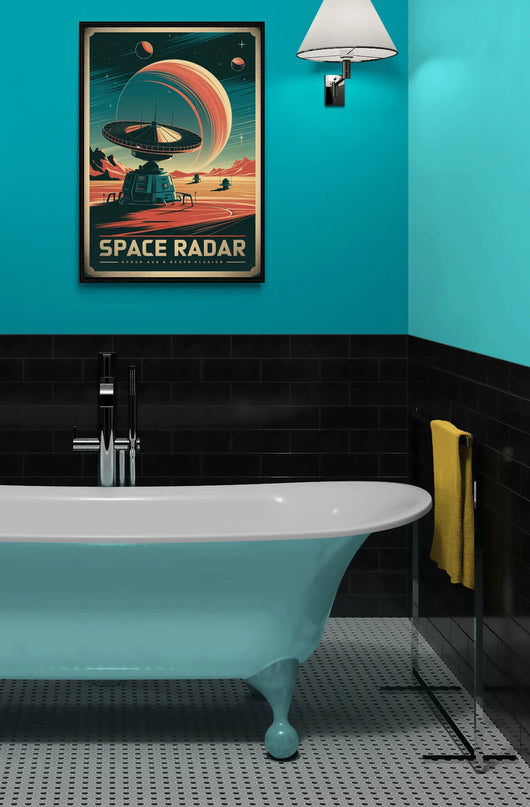 Affiche vintage radar spatial rétro