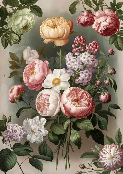 Illustration botanique – Bouquet de fleurs pastel délicates