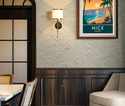 Affiche vintage coucher de soleil sur Nice