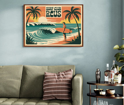 Affiche vintage club de surf rétro