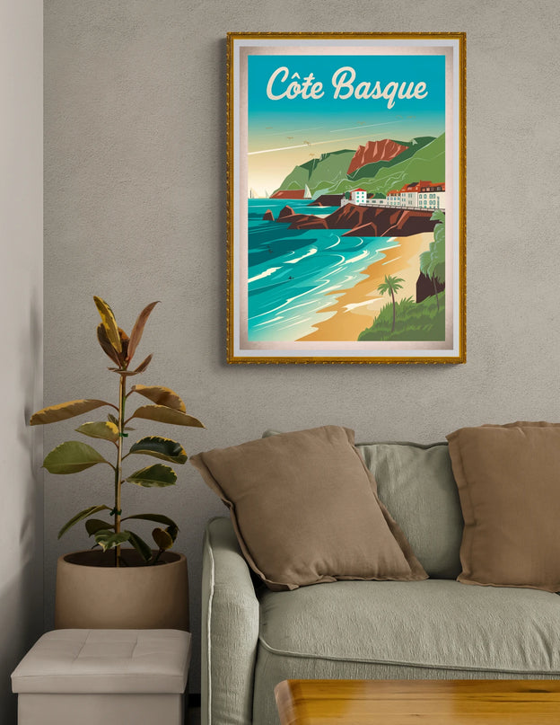 Affiche côte basque vintage
