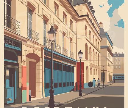 Affiche façades anciennes Bordeaux rétro